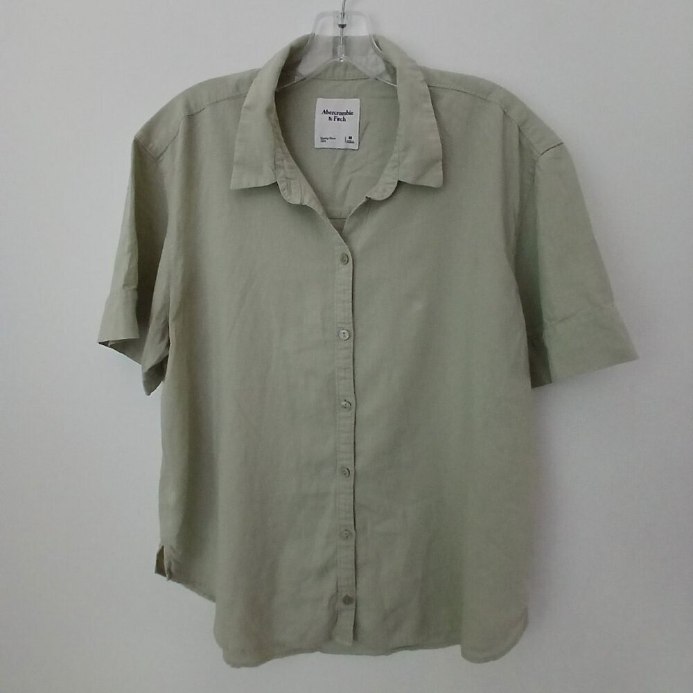 Abercrombie & Fitch Pistachio Linen Blend Button Down Shirt Sz M